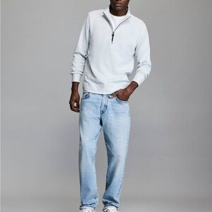 BILLY REID quilted half zip sweater pale blue size M